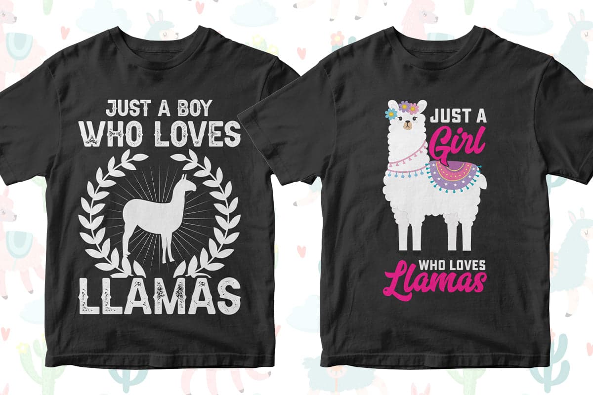 Llama 50 Editable T-Shirt Designs Bundle Part 1
