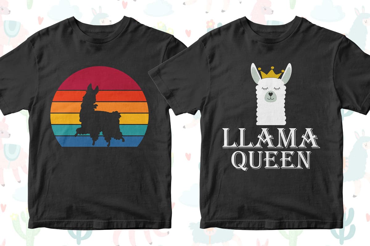 Llama 50 Editable T-Shirt Designs Bundle Part 1