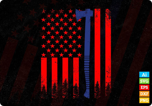 Lumberjack Logger Woodworker Carpenter USA Flag 4th Of July T shirt Design In Svg Files