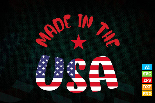 Made in The USA Flag 4th of July Vector T shirt Design in Ai Png Svg Files