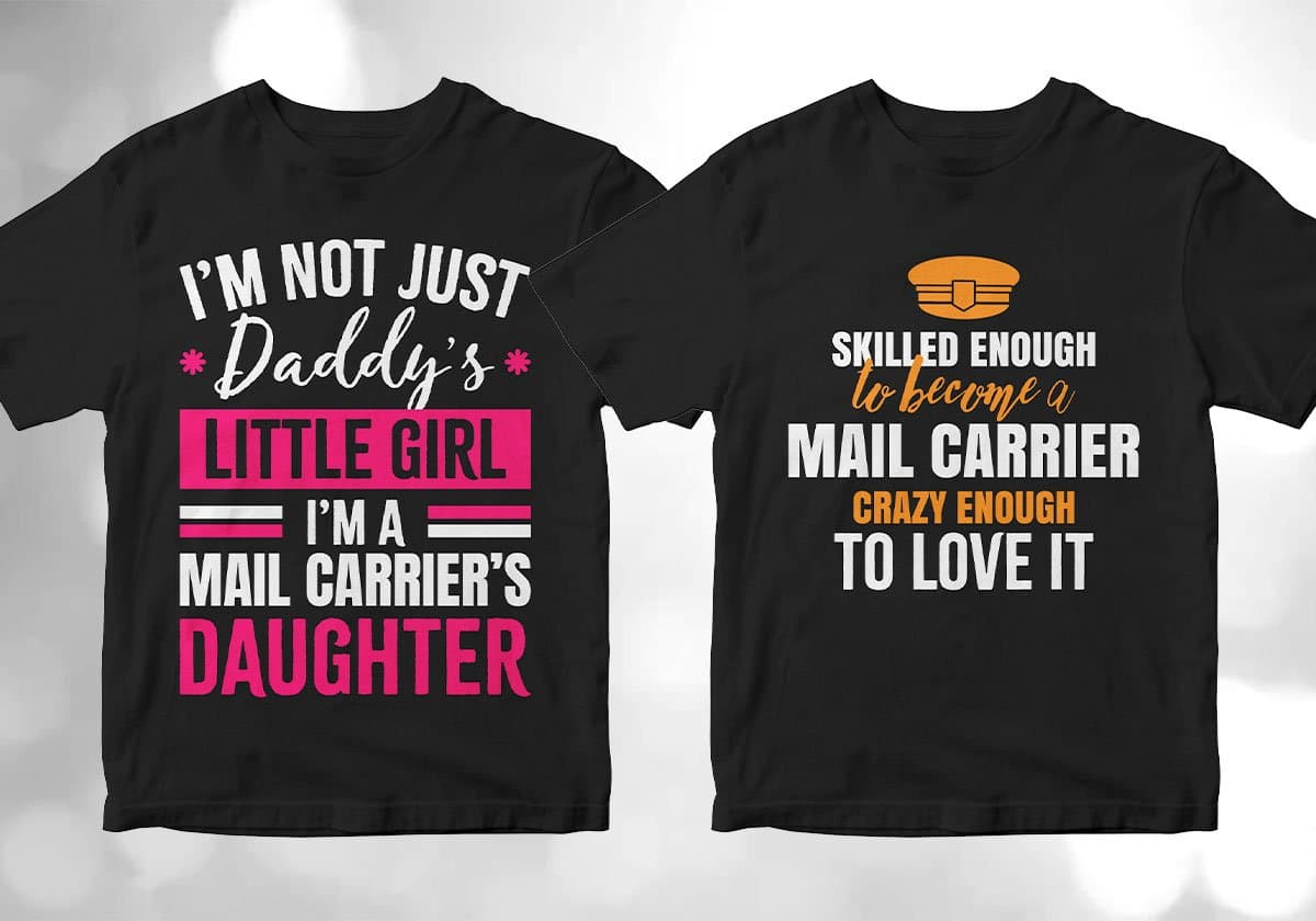 Mail Carrier 25 Editable T-shirt Designs Bundle