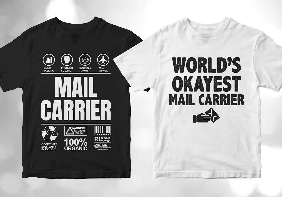 Mail Carrier 25 Editable T-shirt Designs Bundle