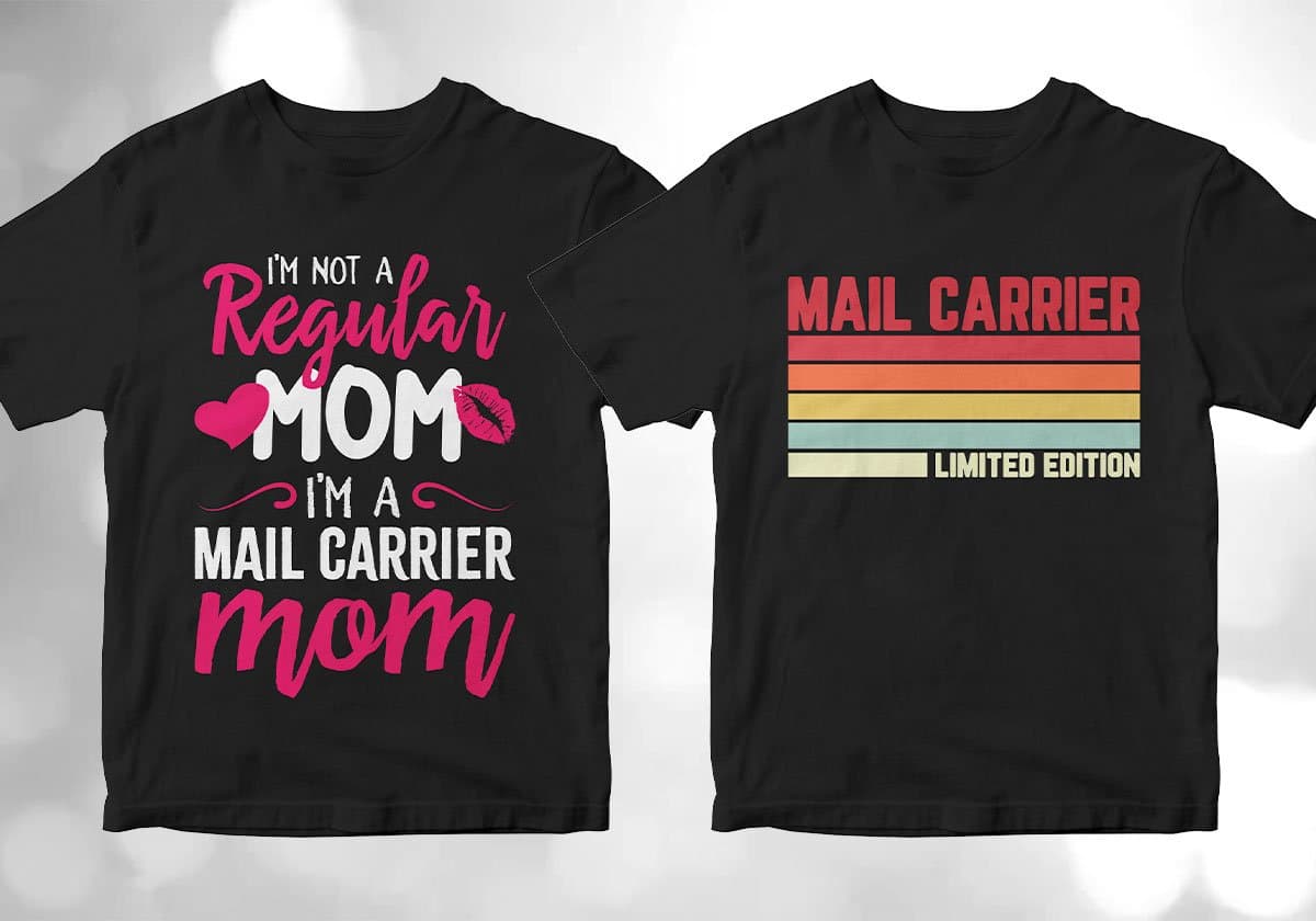 Mail Carrier 25 Editable T-shirt Designs Bundle