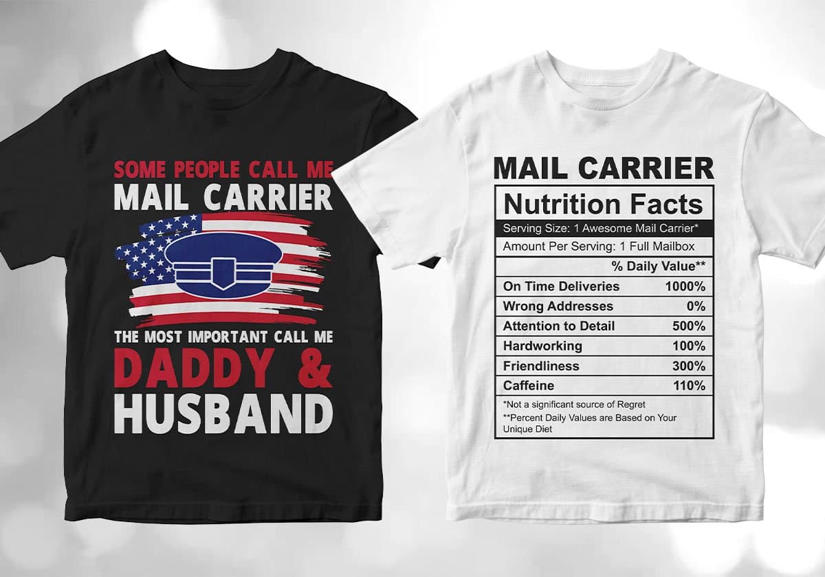 Mail Carrier 25 Editable T-shirt Designs Bundle