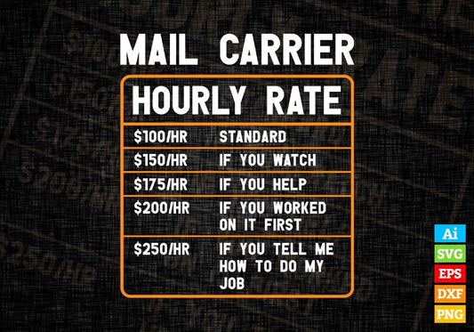Mail Carrier Hourly Rate Editable Vector T shirt Design In Svg Png Printable Files