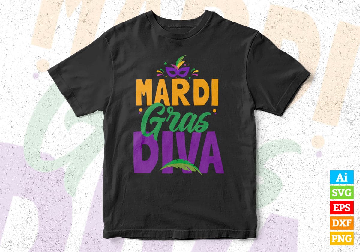 Mardi Gras Green T shirt Design In Ai Svg Printable Files