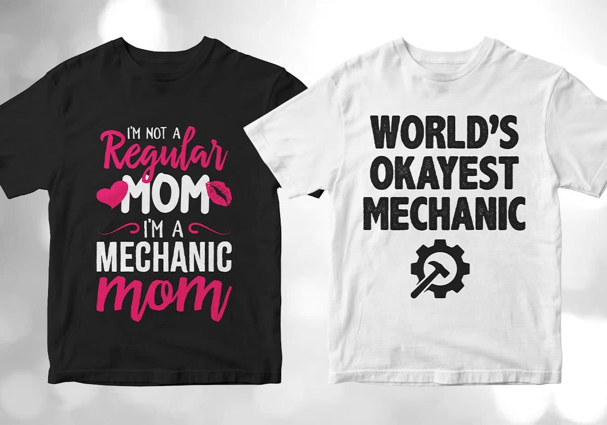 Mechanic 25 Editable T-shirt Designs Bundle