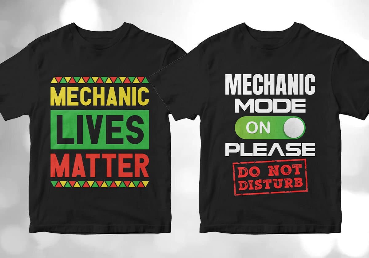 Mechanic 25 Editable T-shirt Designs Bundle