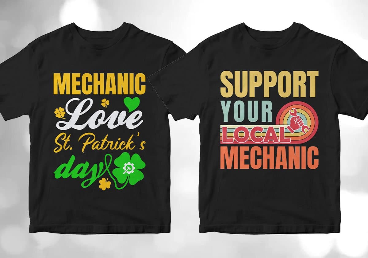 Mechanic 25 Editable T-shirt Designs Bundle
