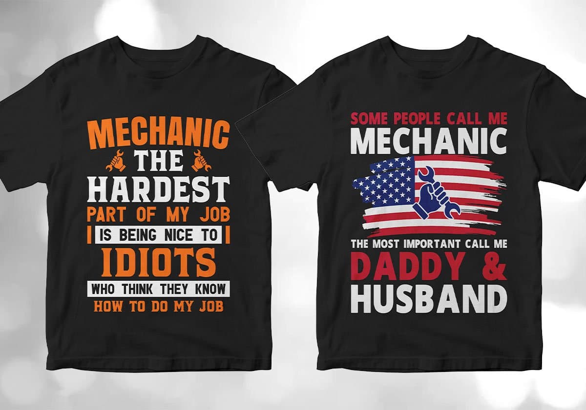 Mechanic 25 Editable T-shirt Designs Bundle