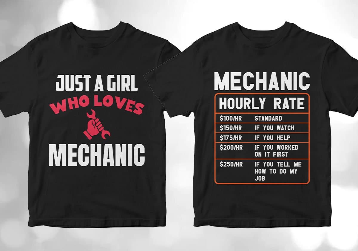 Mechanic 25 Editable T-shirt Designs Bundle