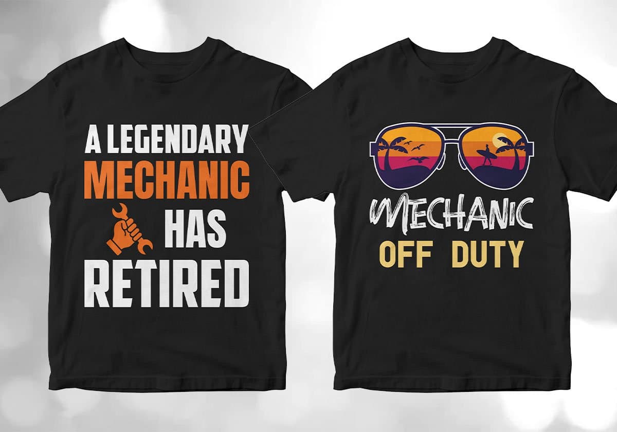 Mechanic 25 Editable T-shirt Designs Bundle