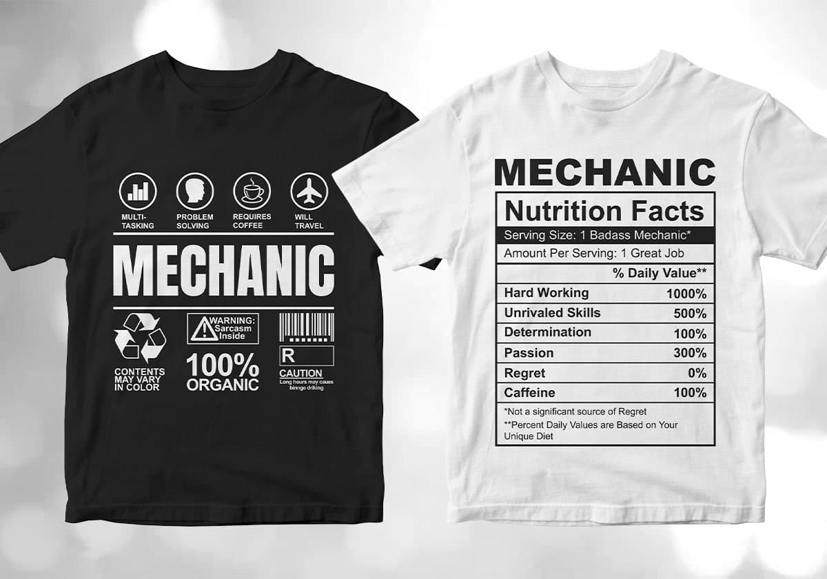 Mechanic 25 Editable T-shirt Designs Bundle