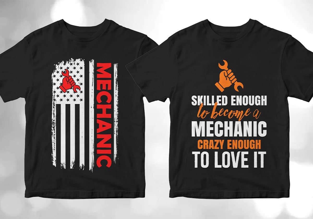 Mechanic 25 Editable T-shirt Designs Bundle