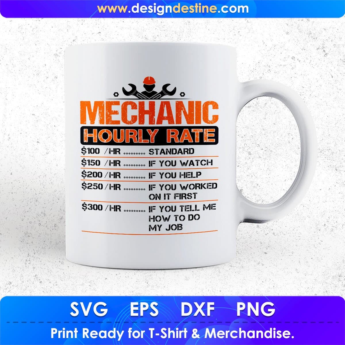 Mechanic Hourly Rate Mechanic T shirt Design In Png Svg Cutting Printable Files