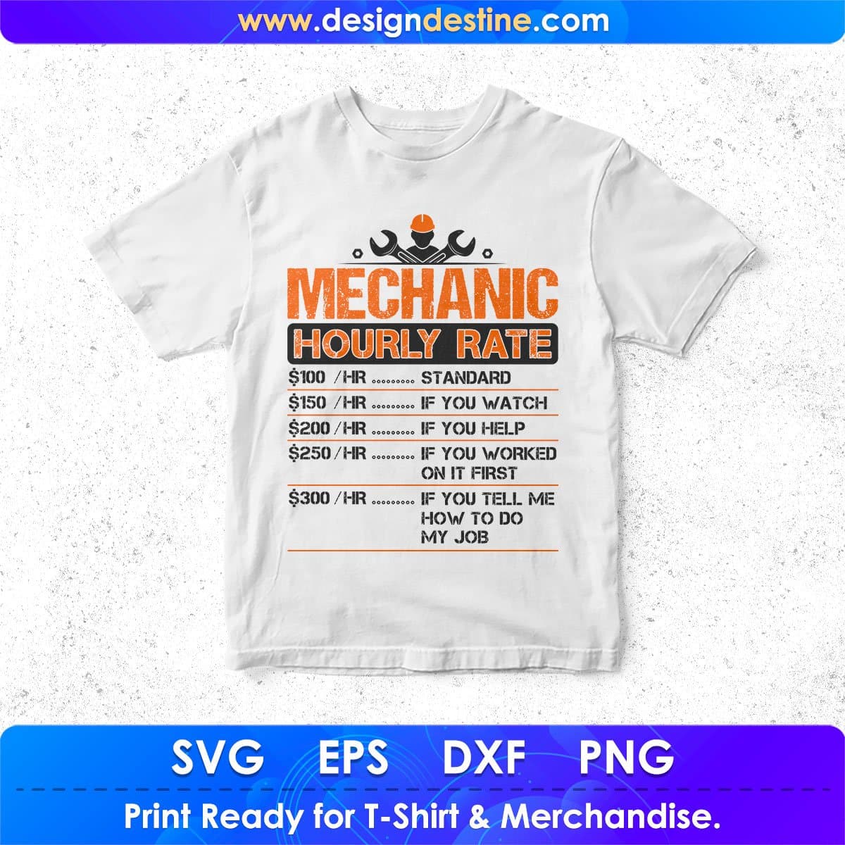Mechanic Hourly Rate Mechanic T shirt Design In Png Svg Cutting Printable Files