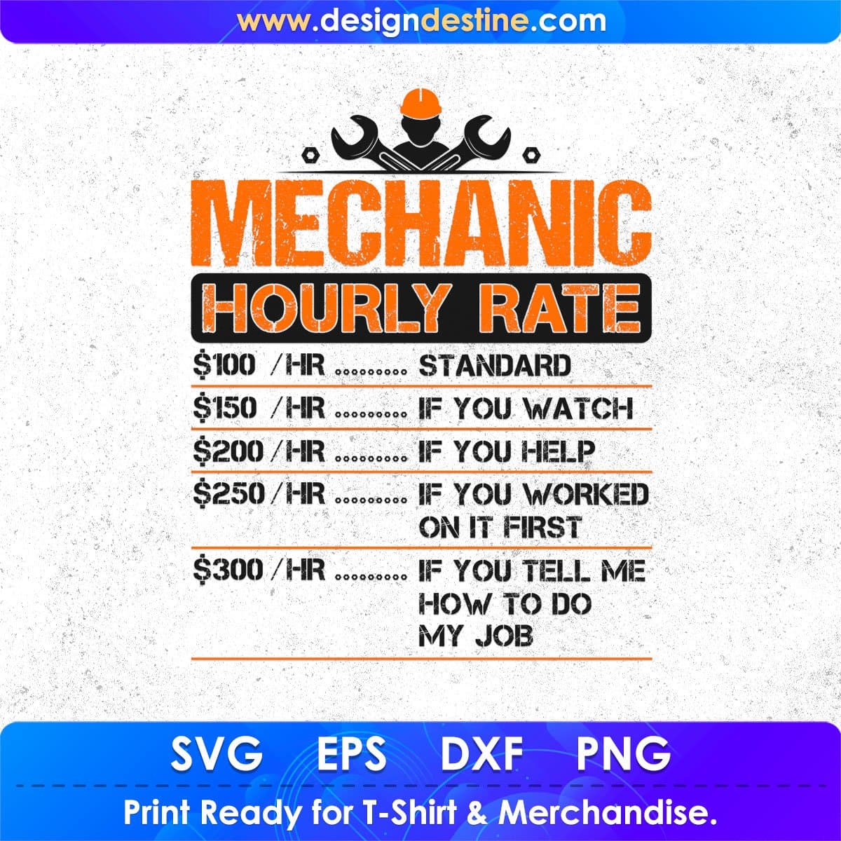 Mechanic Hourly Rate Mechanic T shirt Design In Png Svg Cutting Printable Files
