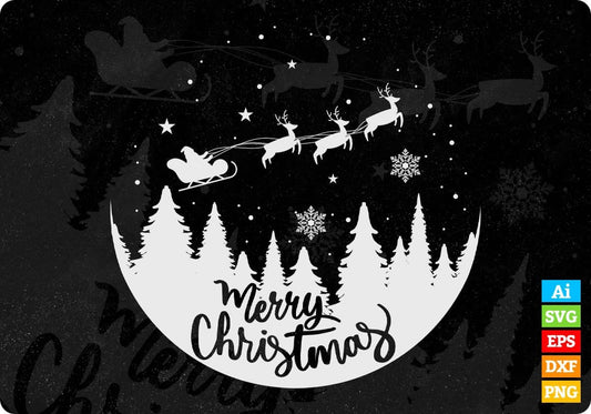 Merry Christmas Scene With Santa Vector T-shirt Design in Ai Svg Png Files