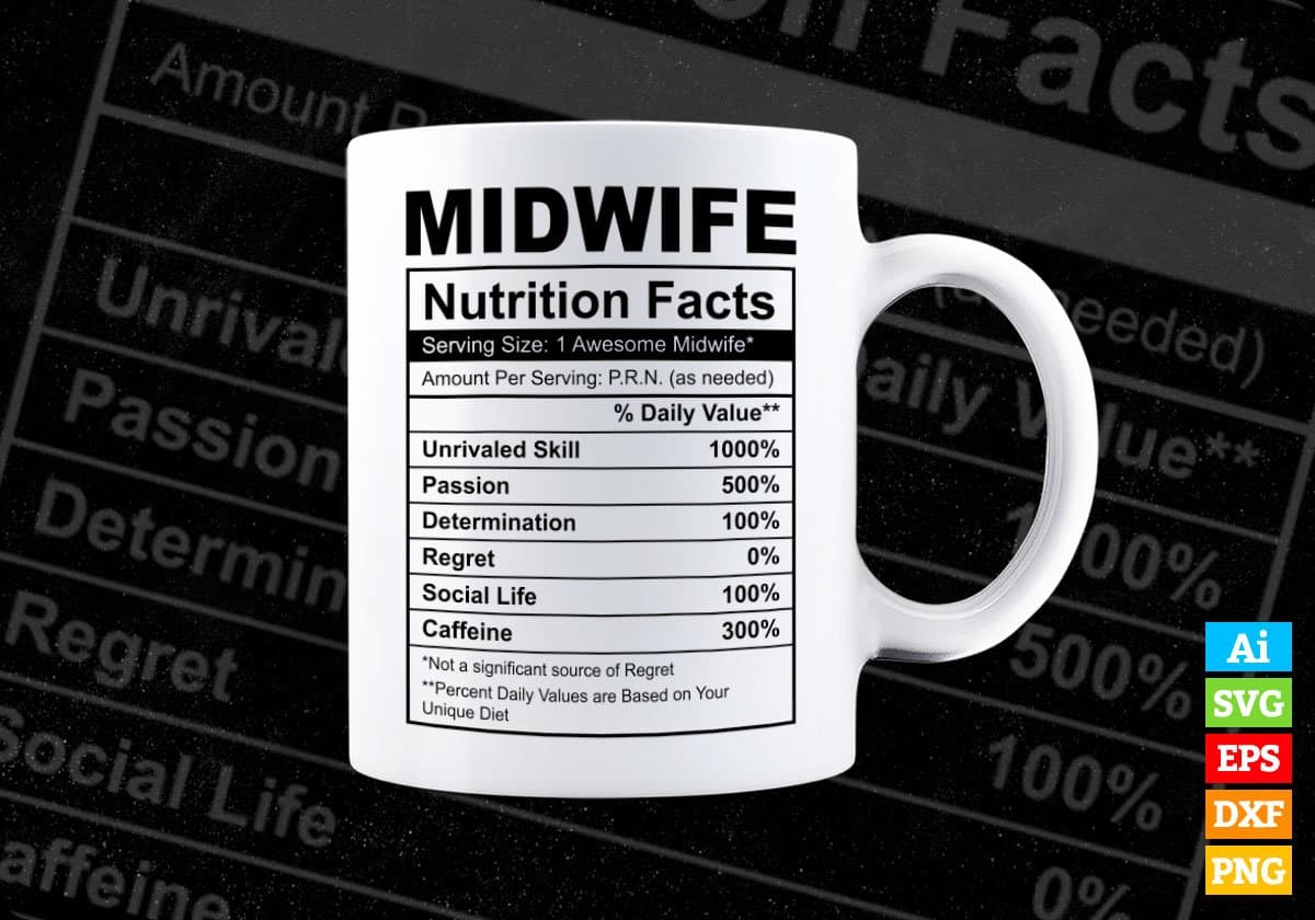 Midwife Nutrition Facts Editable Vector T shirt Design In Svg Png Printable Files
