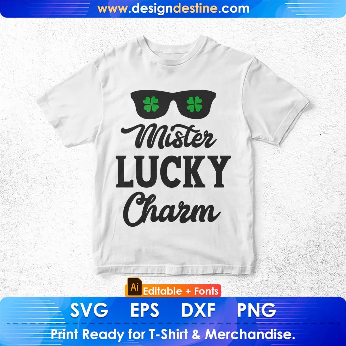 Mister Lucky Charm St Patrick's Day Editable T-shirt Design in Ai Svg Printable Files