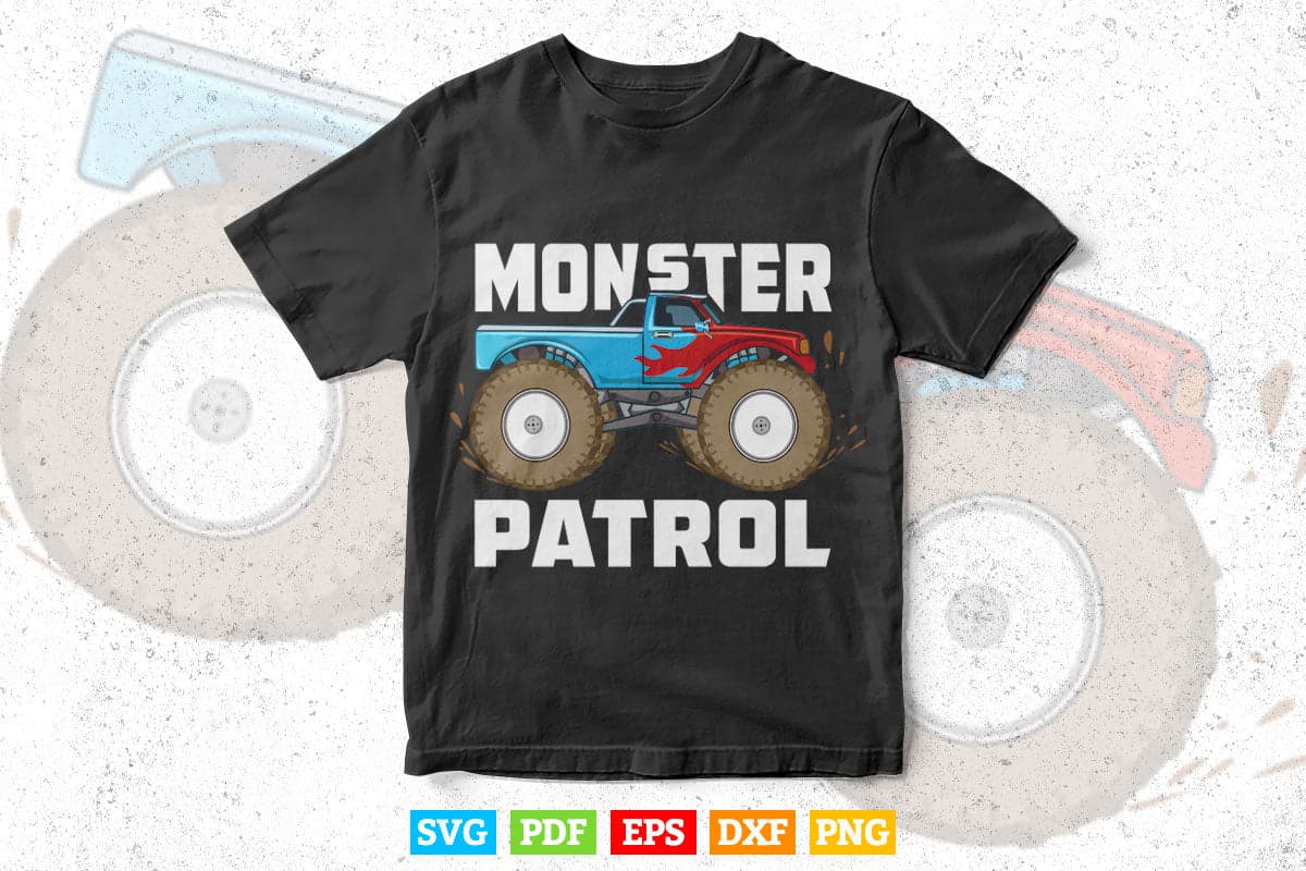 Monster Patrol Vintage Police Cop Car Monster Trucks In Svg Png Files.