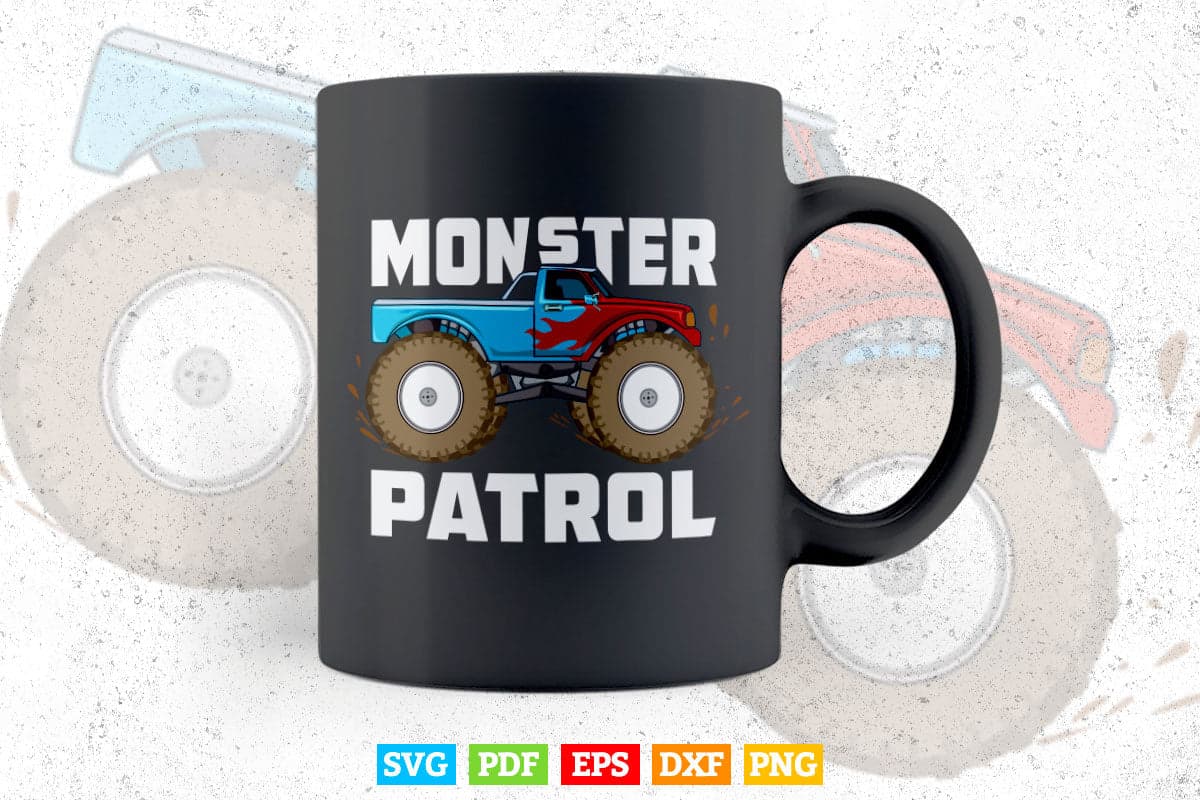 Monster Patrol Vintage Police Cop Car Monster Trucks In Svg Png Files.