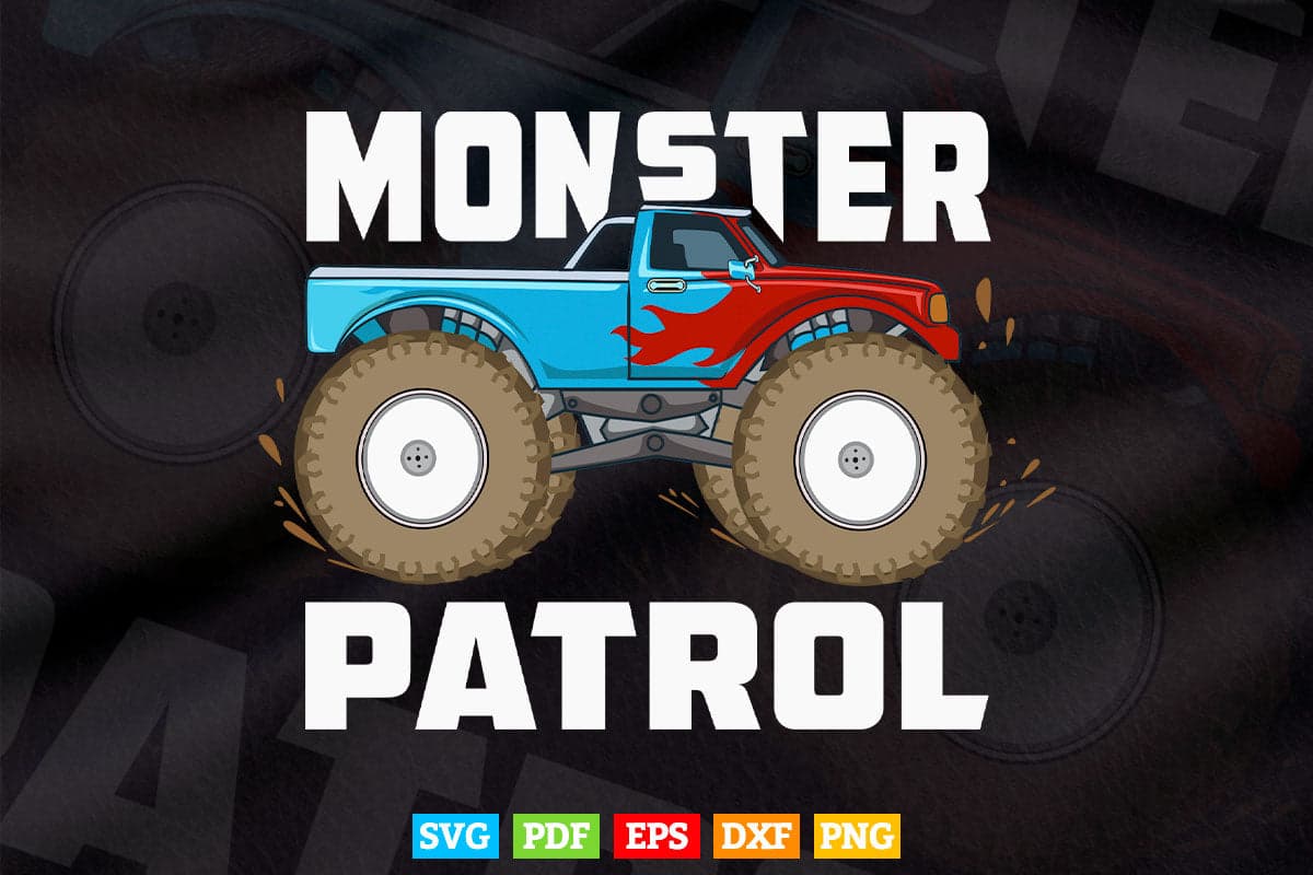 Monster Patrol Vintage Police Cop Car Monster Trucks In Svg Png Files.