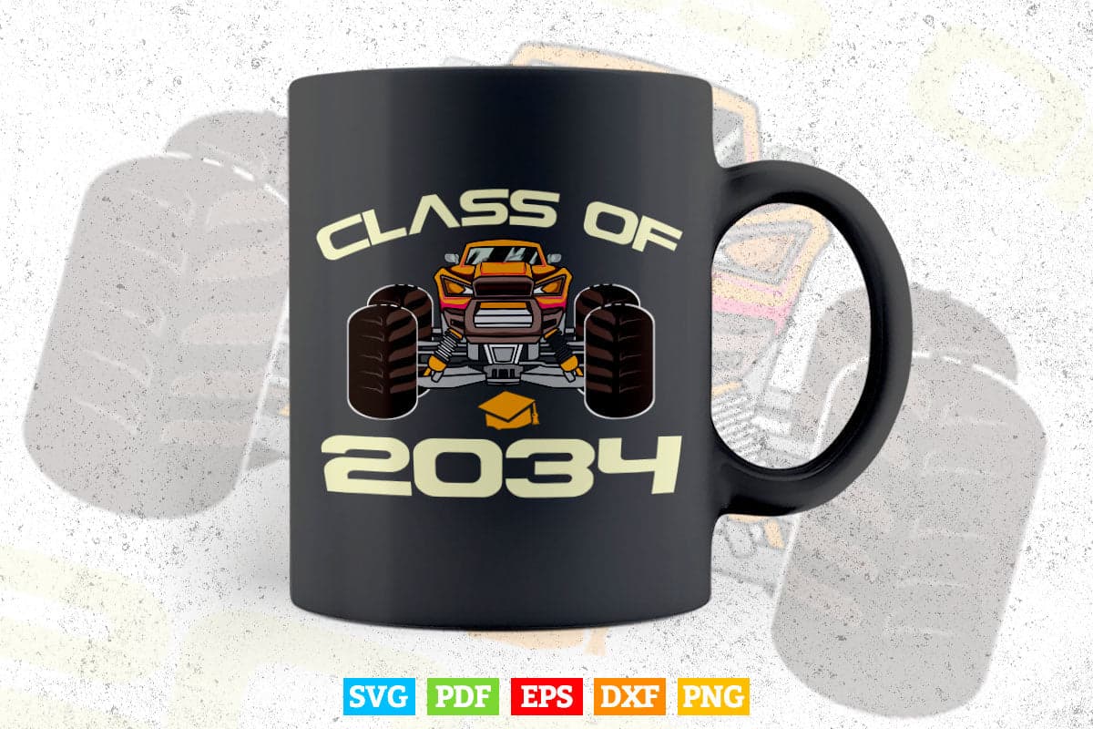 Monster Truck Class Of 2034 Grow With Me Graduate In Svg Png Files.