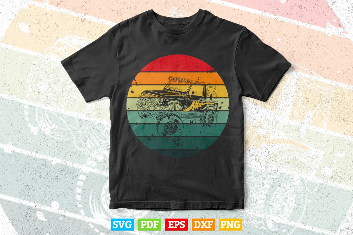 Monster Truck Vintage Retro Style In Svg Png Files.