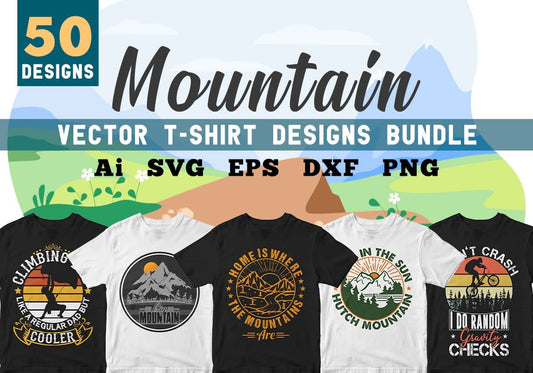 Mountain 50 T-shirt Designs Bundle Part 1