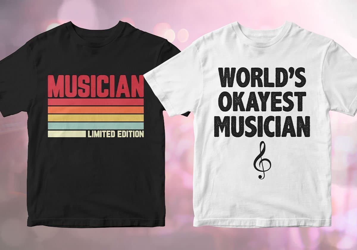 Musician 25 Editable T-shirt Designs Bundle