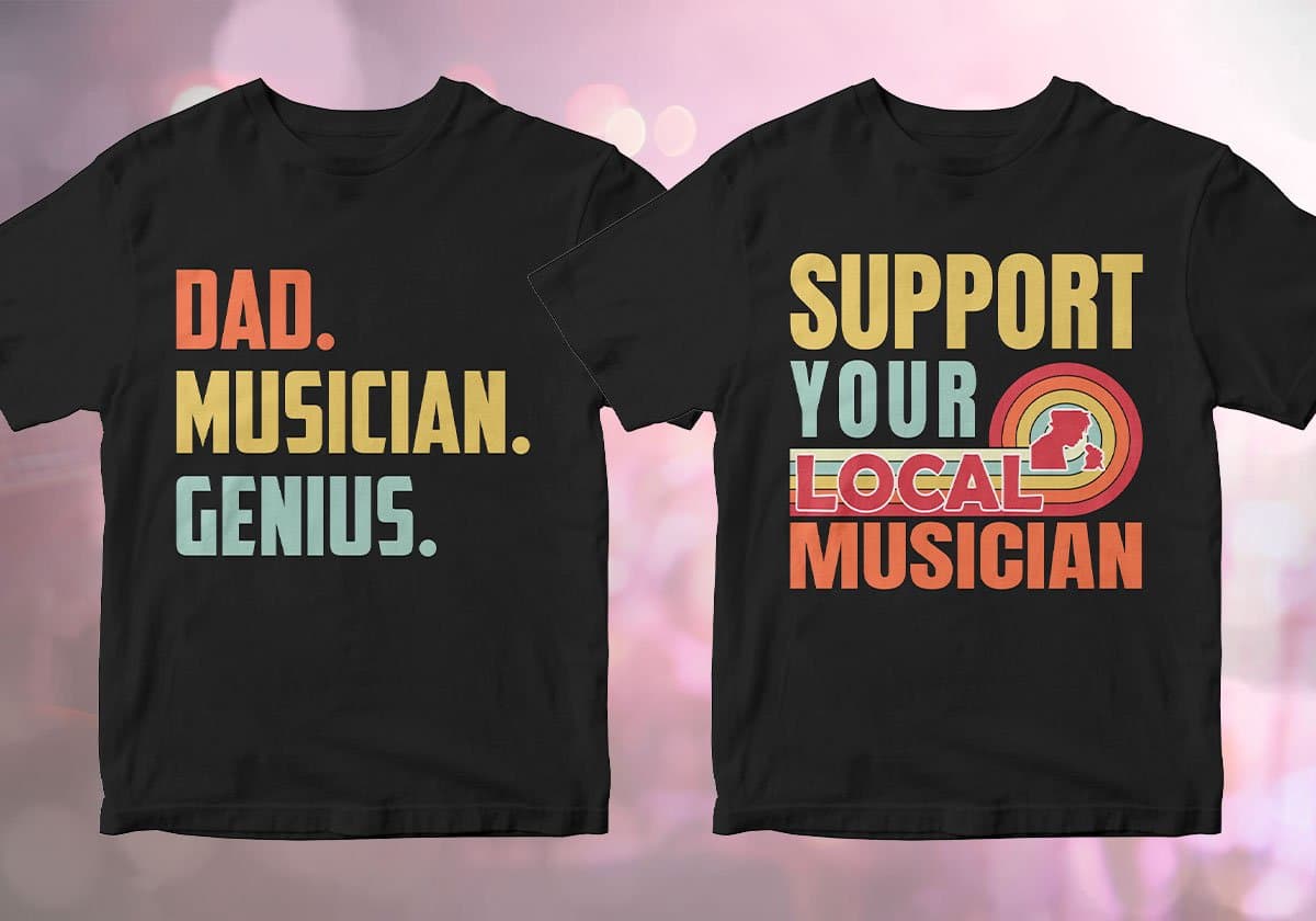 Musician 25 Editable T-shirt Designs Bundle