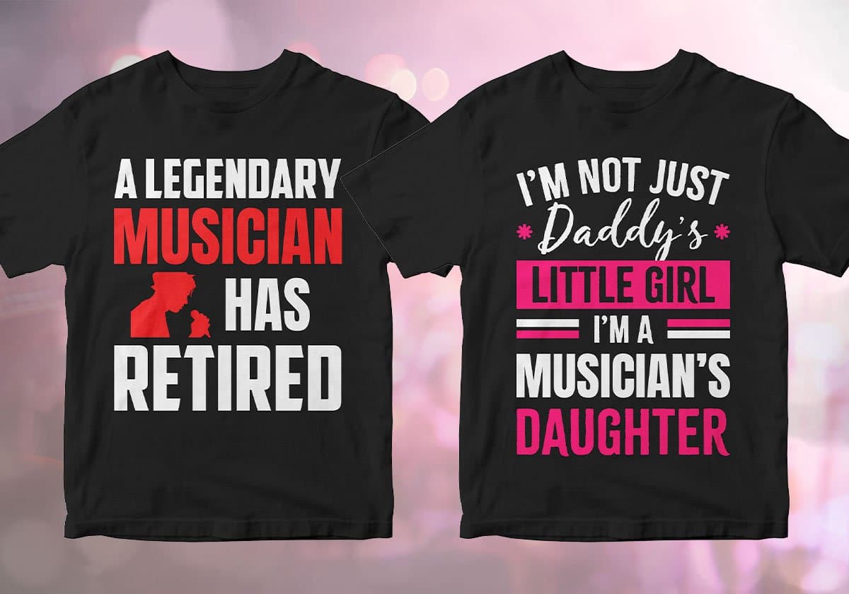 Musician 25 Editable T-shirt Designs Bundle