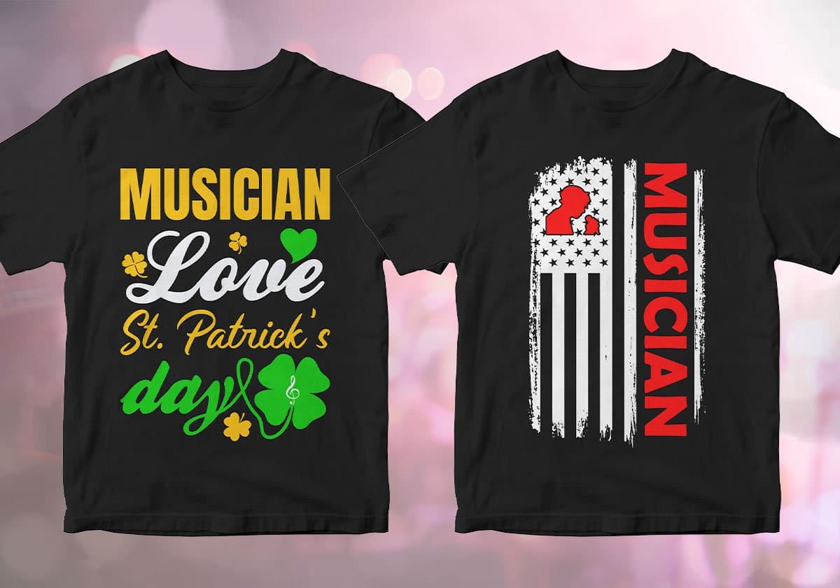 Musician 25 Editable T-shirt Designs Bundle