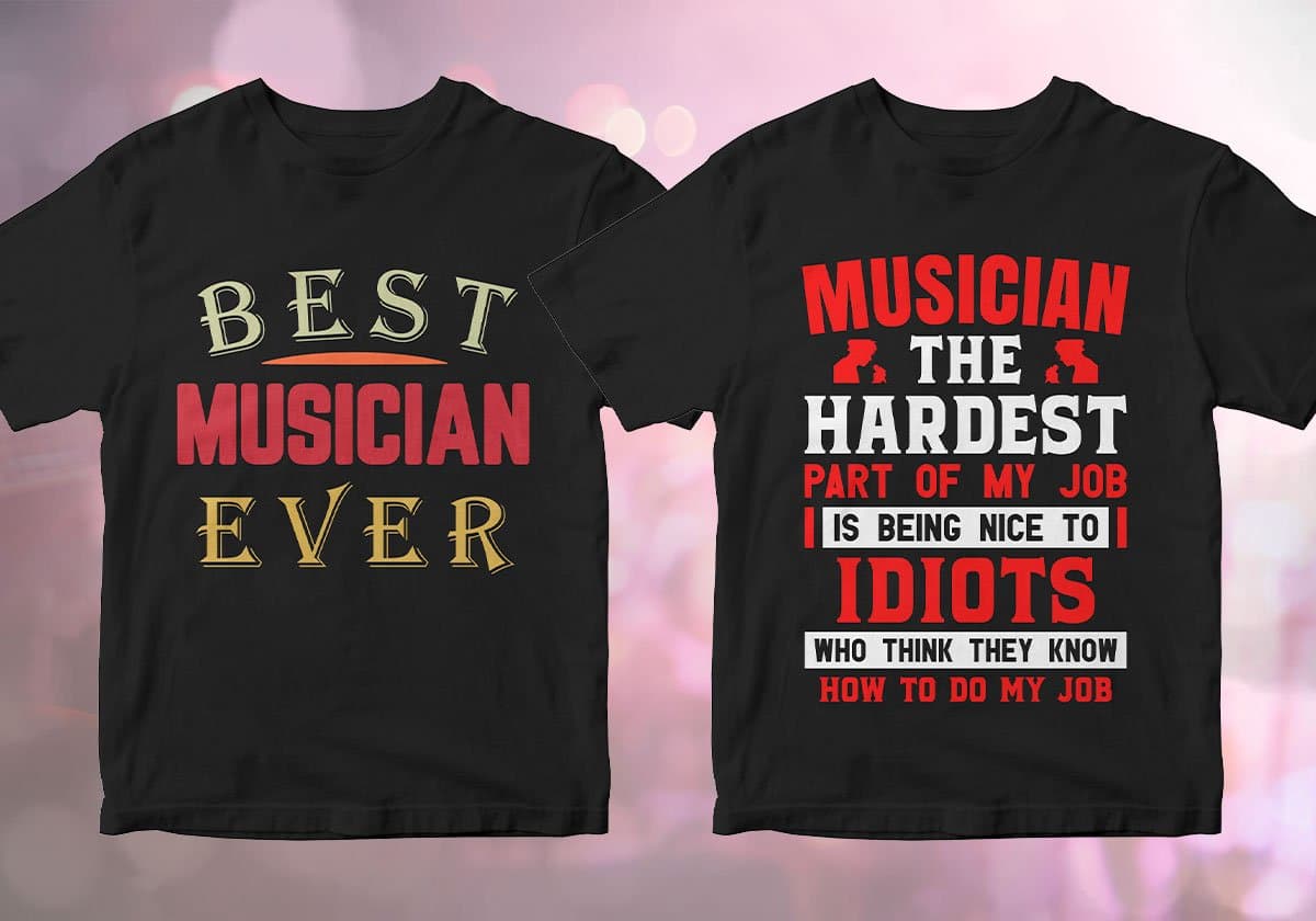 Musician 25 Editable T-shirt Designs Bundle