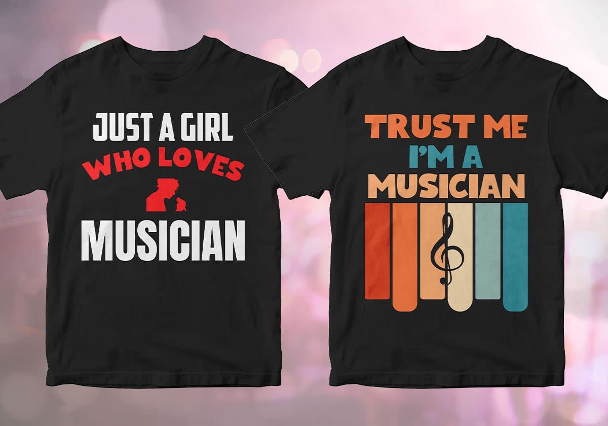 Musician 25 Editable T-shirt Designs Bundle