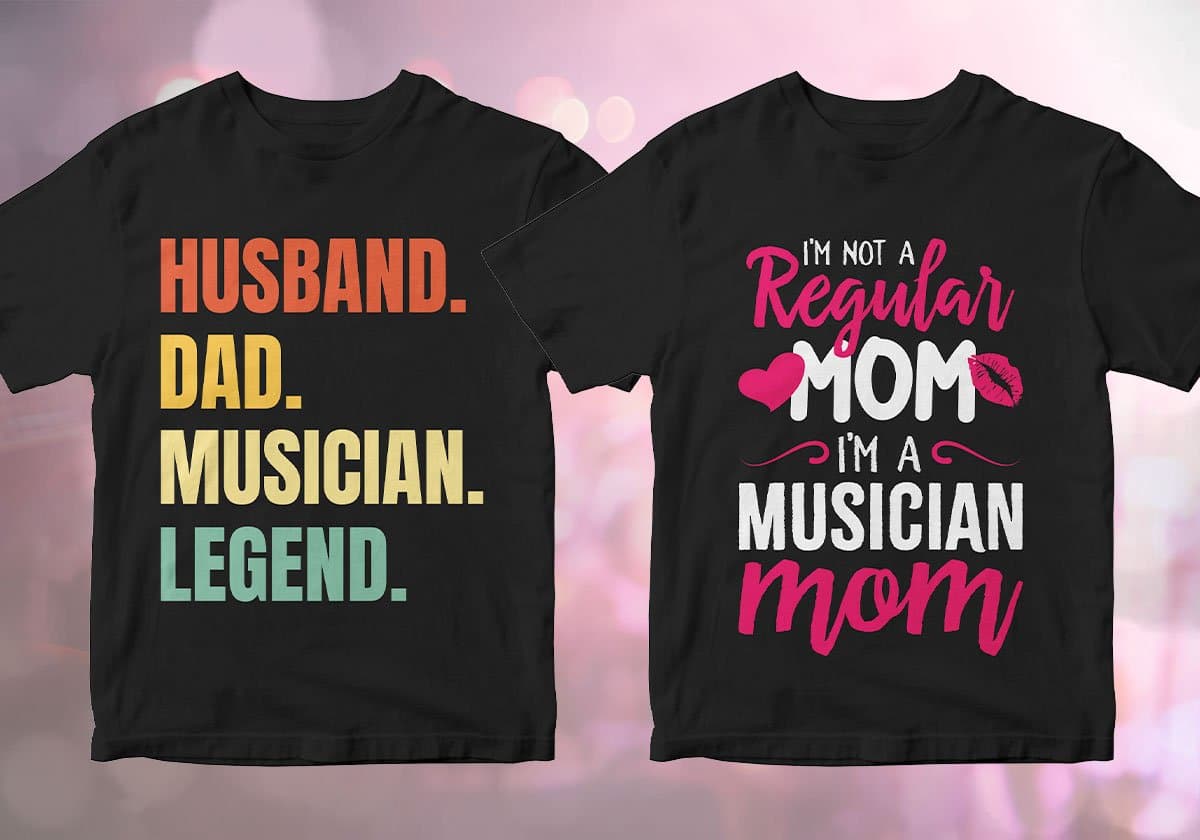 Musician 25 Editable T-shirt Designs Bundle