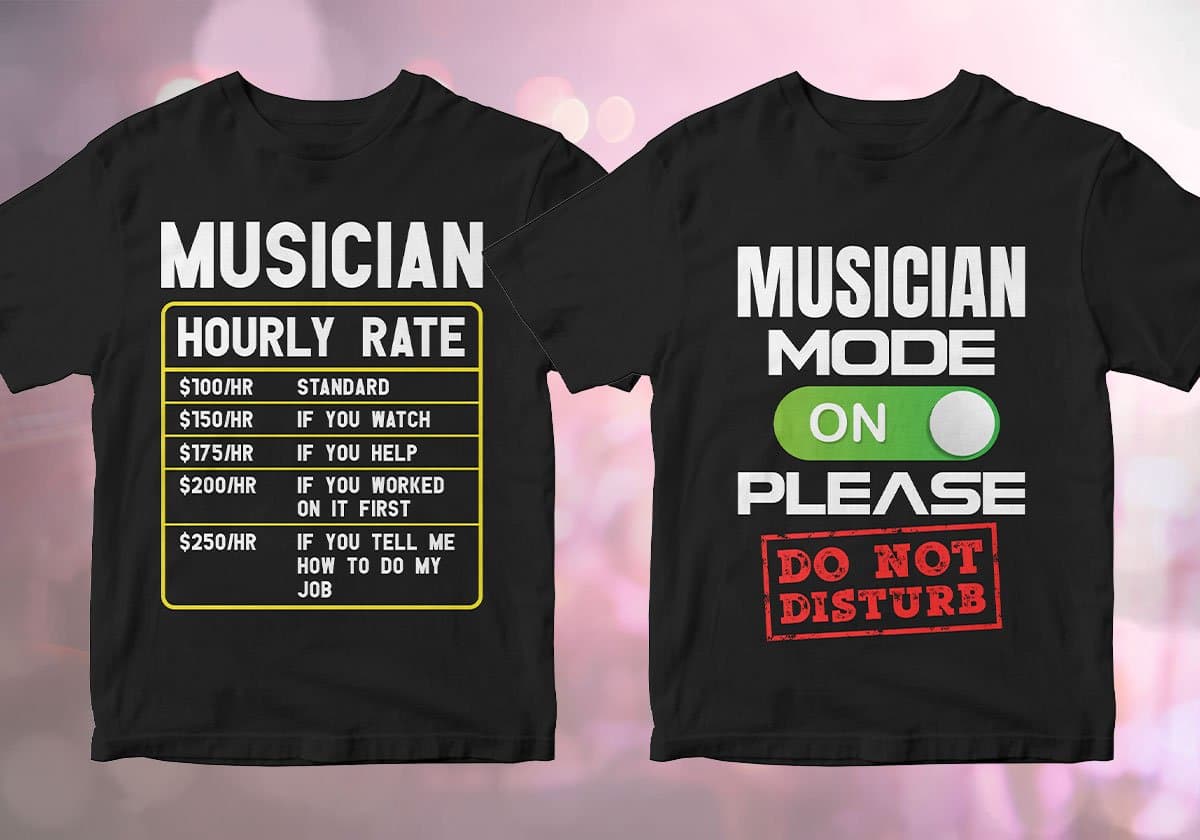 Musician 25 Editable T-shirt Designs Bundle
