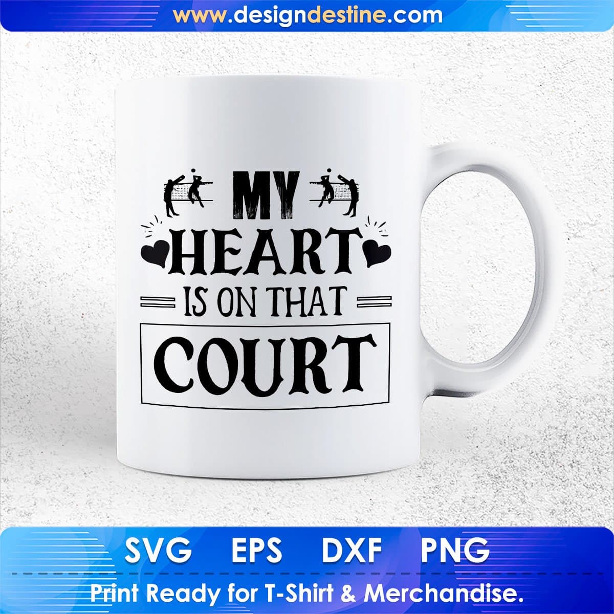My Heart In On That Court Volleyball T shirt Design In Png Svg Cutting Printable Files