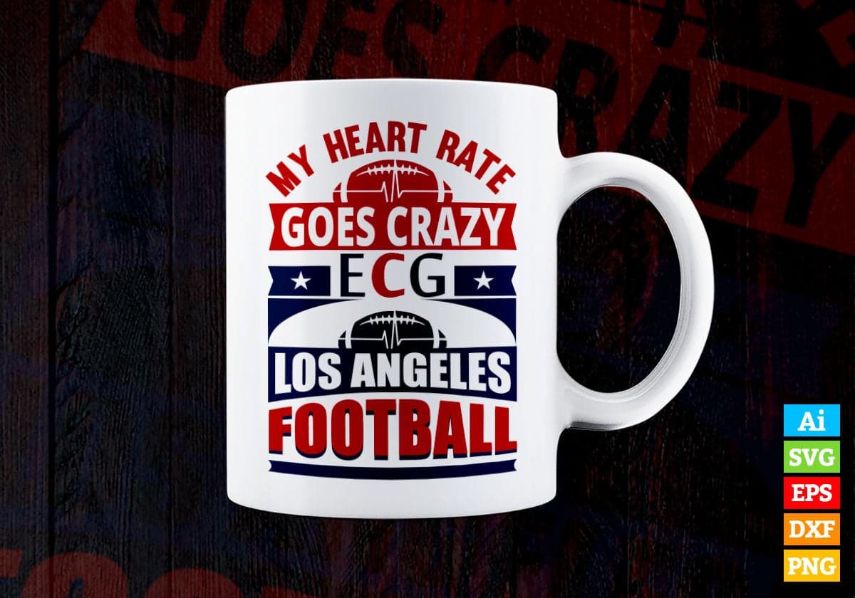 My Heart Rate Goes Crazy ECG Los Angeles Football Vector T-shirt Design in Ai Svg Png Files