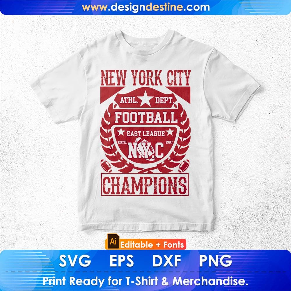 New York City Football East League Championship American Football Editable T shirt Design Svg Cutting Printable Files
