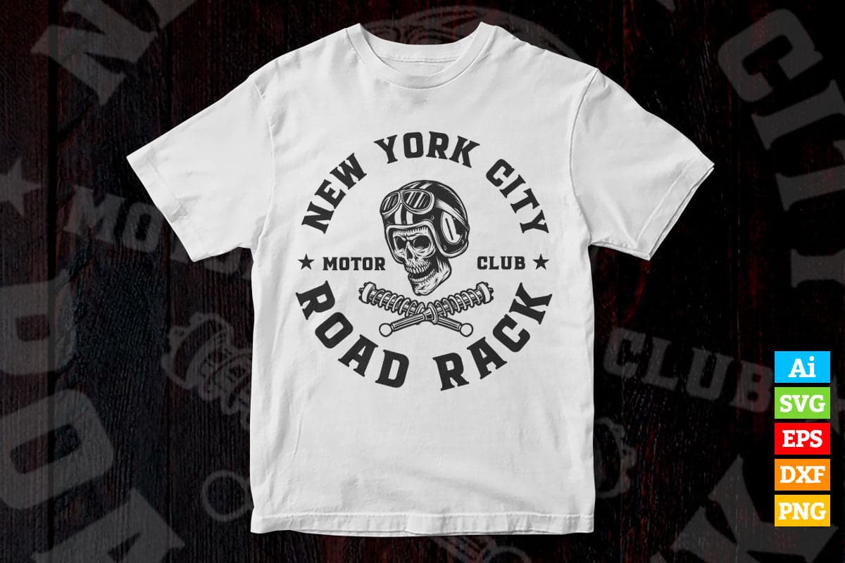 New York City Motor Club Road Rack Editable Vector T shirt Design in Ai Png Svg Files