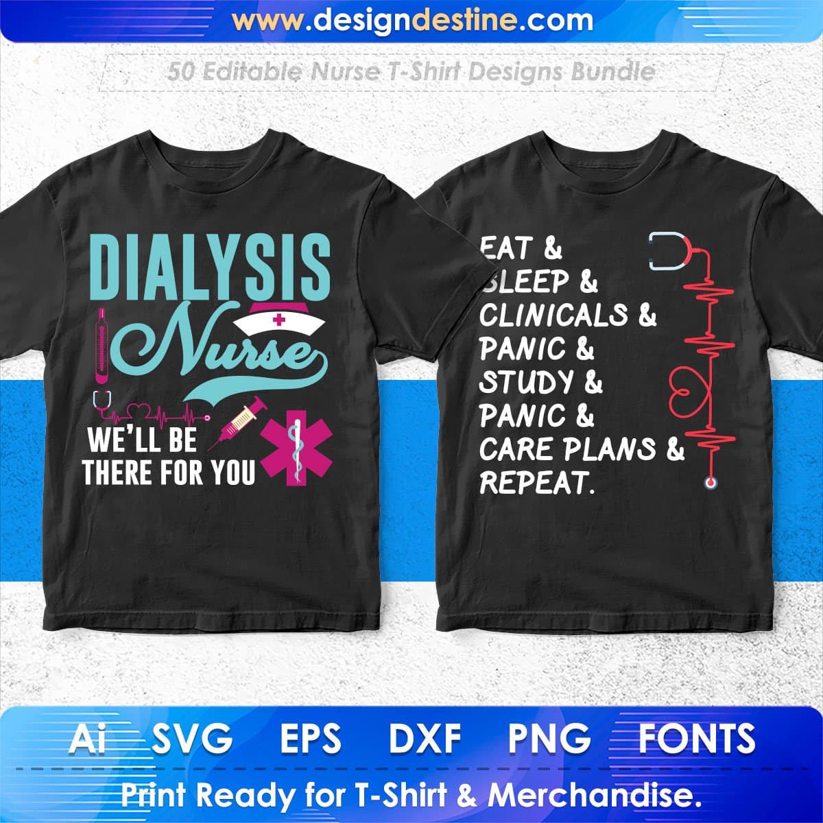 Nurse 50 Editable T-shirt Designs Bundle Part 1