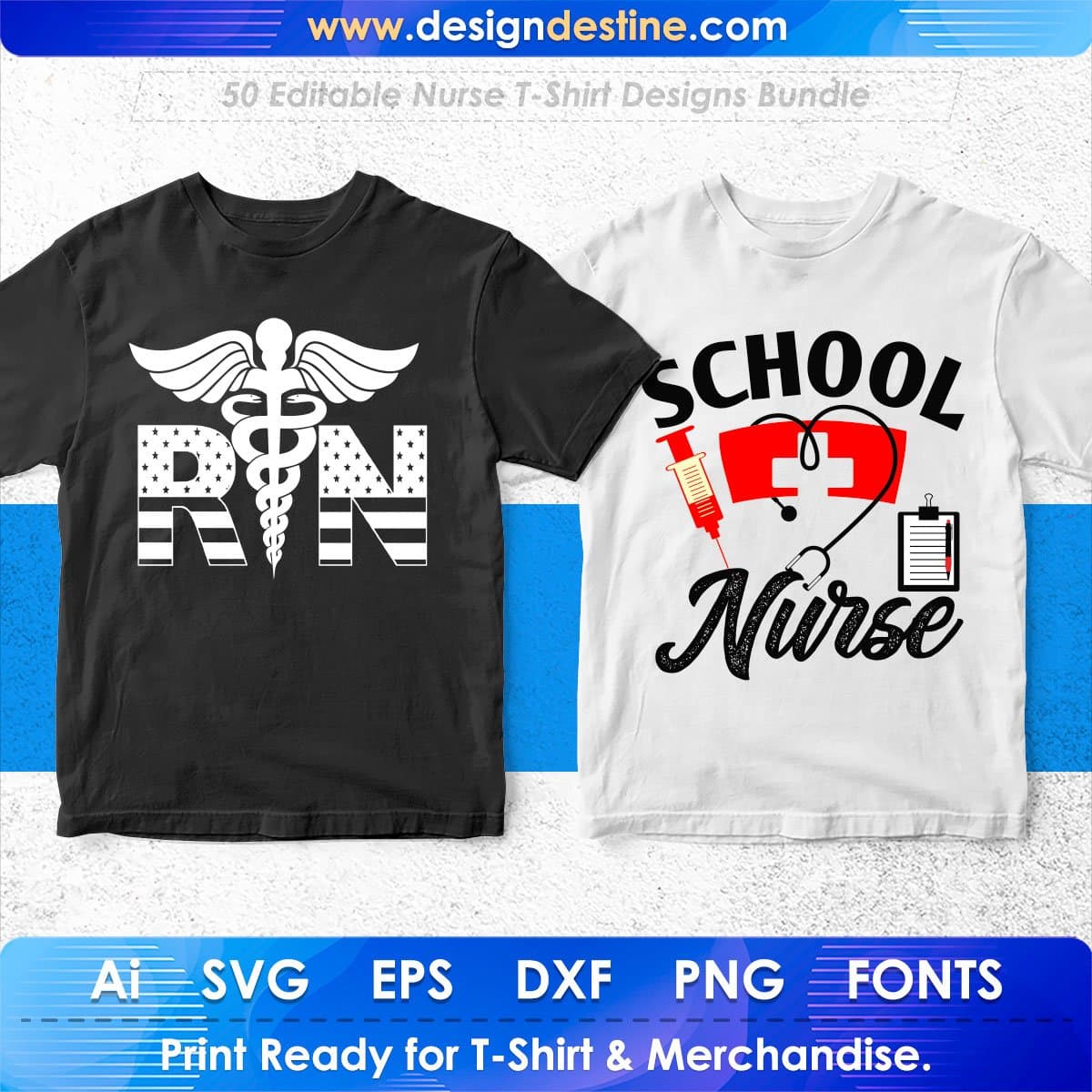 Nurse 50 Editable T-shirt Designs Bundle Part 1