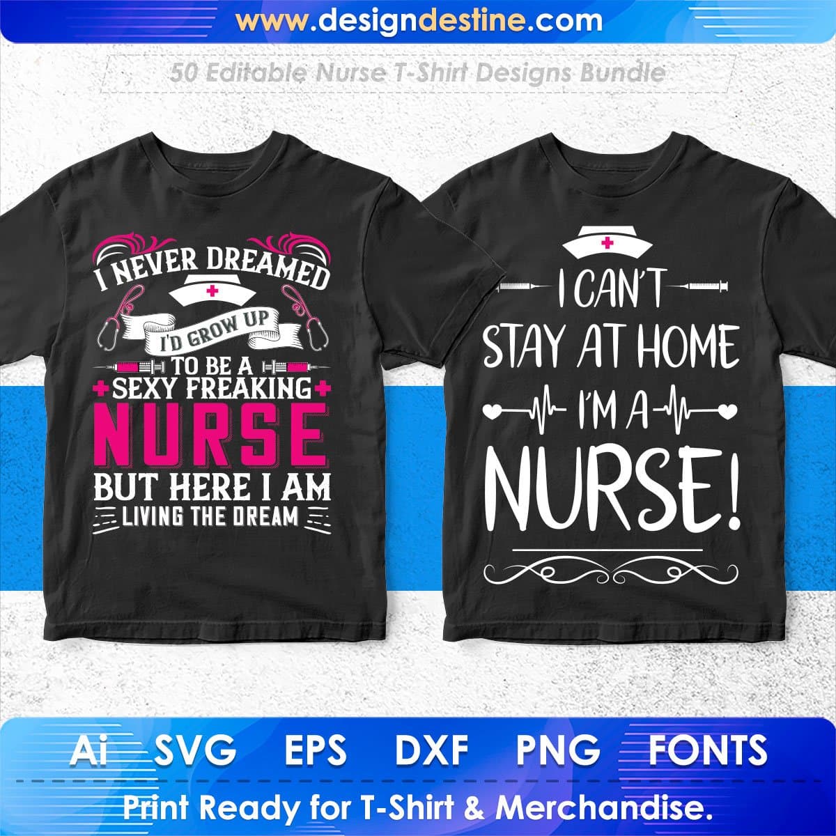 Nurse 50 Editable T-shirt Designs Bundle Part 1