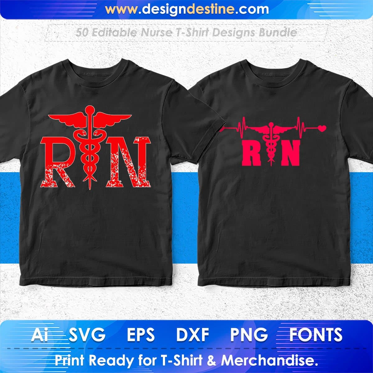 Nurse 50 Editable T-shirt Designs Bundle Part 1