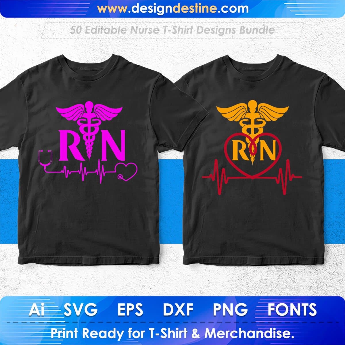 Nurse 50 Editable T-shirt Designs Bundle Part 1