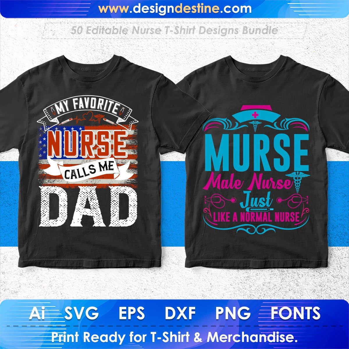 Nurse 50 Editable T-shirt Designs Bundle Part 1