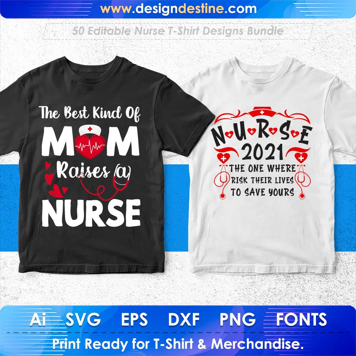 Nurse 50 Editable T-shirt Designs Bundle Part 1