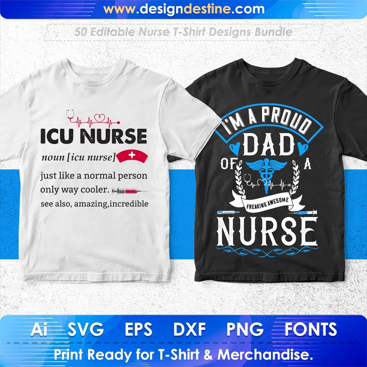 Nurse 50 Editable T-shirt Designs Bundle Part 1